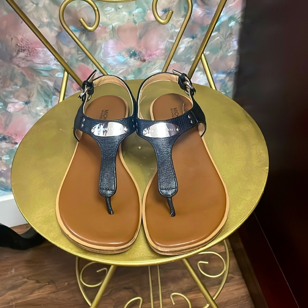 Michael Kors Black and Tan Sandals